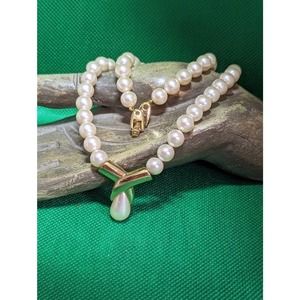 Vintage NAPIER Faux Pearl Tear Drop Pendant Necklace  1950s
